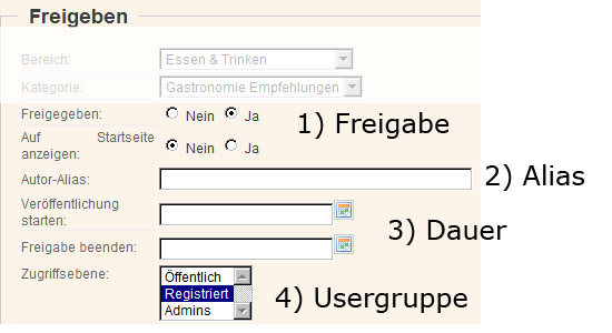 Der MY HOLSTEIN Editor: Freigabeoptionen wählen Editor